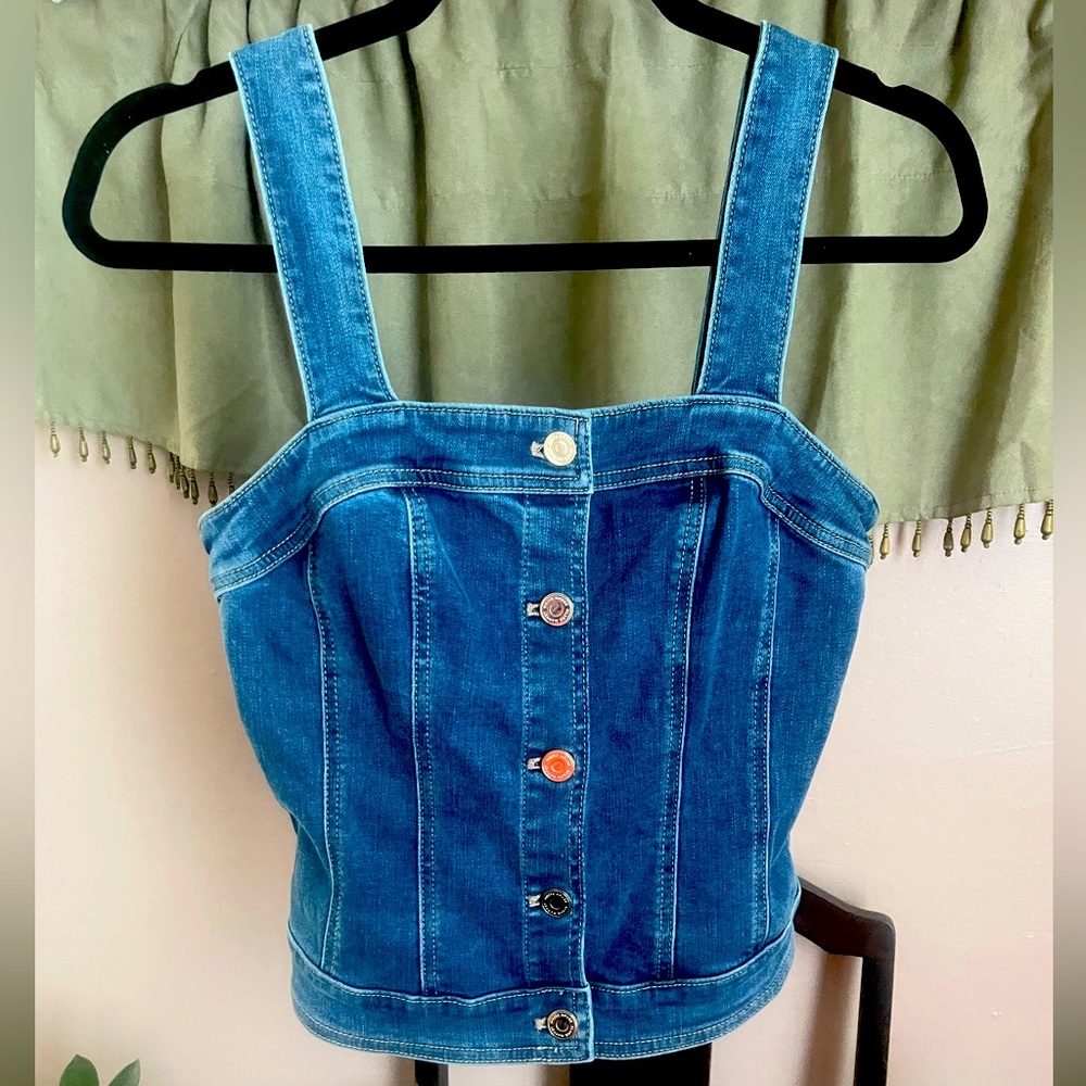 White House | Black Market    button up denim corset tank top. NWT.